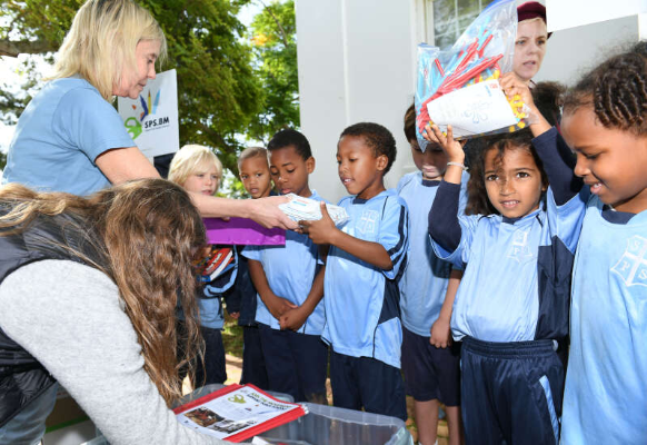 Support Public Schools Bermuda delivers school supplies to St George's Preparatory School (Photograph by Akil Simmons)