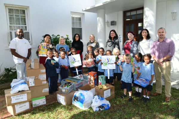 Support Public Schools delivers school supplies to St George's Preparatory School. (Photograph by Akil Simmons)